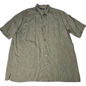 Vtg Brandini Mens 100% Silk Brown Hawaiian Button Down Shirt Men's Size XL